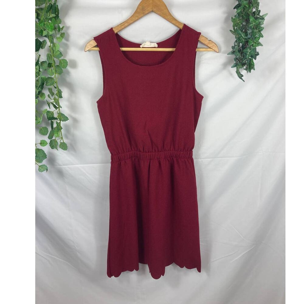 CRESCENT STITCH FIX Carisma burgundy scallop dress